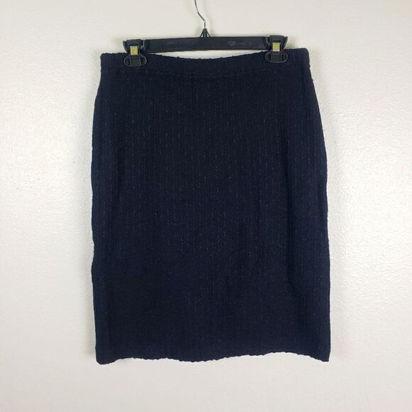 Women's Designer St. John Evening Black Santana Knit Pencil Skirt Size 06 - Picture 1 of 8